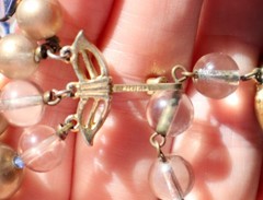 Vintage 4 Strand MARVELLA Necklace Mid Century AB Blue Gold Clear Beaded