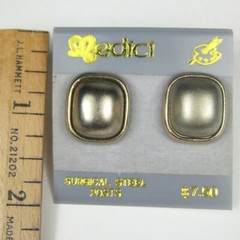 Medici Vintage Earrings Jewelry 70s 80s Card Pierced Goldtone Stud Retro Button