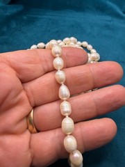 Fresh Water Baroque Pearl Necklace Extra Long Single Strand Hand Knotted 62″