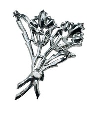 Vintage Weiss Rhinestone Jeweled Flower Bouquet Brooch Nice