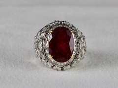 Certified Natural Rubellite Tourmaline 10ct Diamond 18k Gold Vintage Ring