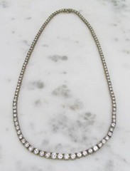 Gold Plated Sterling Silver Clear Stones Tapered Necklace ~ 31.7g ~ 7-H418