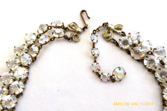 VINTAGE CLEAR OPEN-BACKED AB CRYSTAL DOUBLE ROW NECKLACE