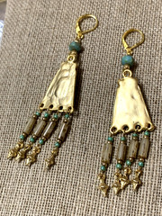 NEW ITEM*ARTISAN*EGYPT REVIVAL CZECH NEIGER GLASS PHARAOH CHANDELIER EARRINGS.g