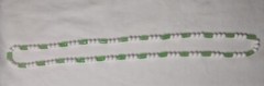 VINTAGE NECKLACE WHITE AND GREEN GLASS BEADS 14”