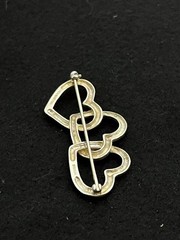 Tiffany & Co Triple Heart Brooch Pin Sterling Silver 925 Open Heart Design 1984