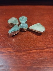 Vtg Israel Sterling Silver Roman Glass Cross Brooch Pin Pendant Aqua Blue 925