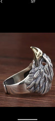 Vintage Eagle head adjustable ring gothic animal hip hop rock funky ring for men