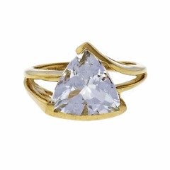 4.00ct Triangle Aquamarine 14k Yellow Gold Cocktail Ring