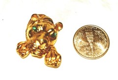 Green‑Eyed Tiger Scarf Clip & Brooch Vintage 1970s