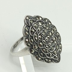 Vintage Uncas Mfg. Co. Sterling Silver 925 Marcasite Ring Sz 7 Art Deco