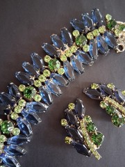 Juliana blue & green bracelet earrings set