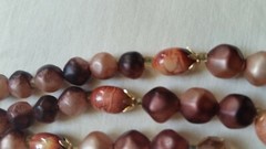 3 strand 20″ gold tone irregular round, oval & crystal beads with pedal spacers