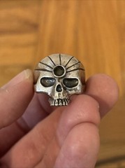 Vintage Silver Cast Skull Biker Ring Size 9 READ DESC FREE SHIPPING