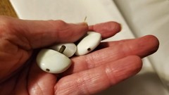 Antique Chinese import white Jade earrings one hair line as pictured