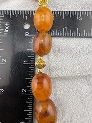Vintage Beaded Necklace Acrylic Brown Orange Gold Tone 30″