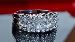 14k white gold ring 1.00ct natural diamond sz 5 wedding band vintage 7.10g N3676