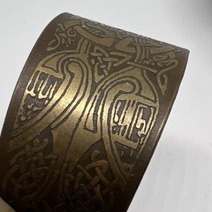 Vintage Celtic Knot Brass Cuff Bracelet Viking Norse Dragon Longship Wide Band