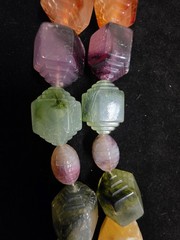 Vintage Plastic Beads Stone Like Necklace Rainbow Lucite Resin Color