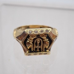 Vgt Jackie Collins 1980’s Egyptian Crystal Gold Tone Size 7.25 Ring In Orig Box