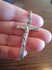 Vintage Sterling DiROMA Cross Crucifix On 24″ Chain 13.8g See Pics/Description