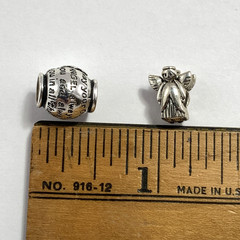 Two 925 Sterling Charm Beads 3-D Angel plus Guardian Angel to Protect and Guide