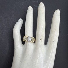 ❤️‍🩹 18k YG Emerald Cut 1.40CTW 1.00 CT Ctr Diamond Wedding Ring Size 6.5