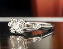 Vintage Platinum Engagement Ring 0.80CT.Natural Euro Cut Diamond Circ 1930’s
