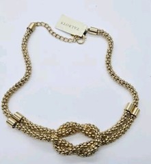 Talbots Love Knot Collar Necklace Gold Tone 21 in Chunky Modern