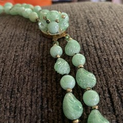 Vintage Teal/Green Beads Necklace WESTERN GERMANY. 15.5 Inches Beautiful Clasp