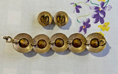 Vintage rhinestone bracelet purple/Lavender Matching Earrings unsigned