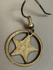 Vintage Bahama 1 Cent Cut Coin Starfish Earrings