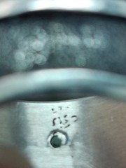 VTG EMERLD STONES TABLET MERCURY CUSTOM RING STERLING SILVER Not Many Made