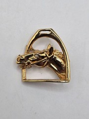 Vintage Equestrian Horse Stirrup Iron Brooch Polo English Riding