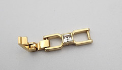 Swarovski Square Shape Crystal Tennis Bracelet Gold Plate Signed Adjustable 4mm