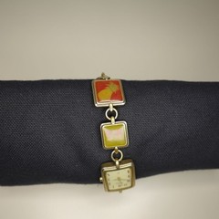 Vintage Fossil Charm Bracelet Watch with Pineapple and Ladybug Charms