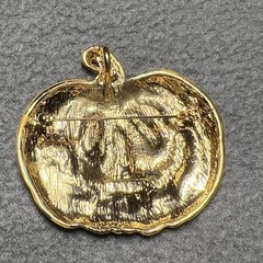 Halloween Pumpkin Jack-o’-Lantern Brooch Pendant – Enamel,Gold-Tone Dual Purpose