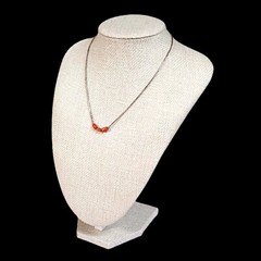 VTG Navajo Tribe 3 Stone Red Coral Sterling Silver Boho Everyday Necklace 14.5″