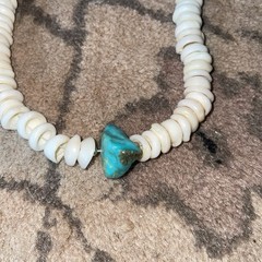 Puka Shell and Turquoise Necklace Vintage