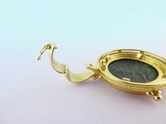 Estate Elizabeth Locke 19K Gold Ancient Roman Bronze Coin Pendant Enhancer