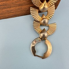 Vintage Art Deco Style Bracelet Gold Tone Fan Link 6.5″ Designer Signed