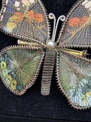 Vintage Butterfly Brooch & Clip Earrings Set West Germany Wire Art PCH Box