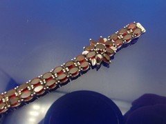 MICHELLE ALBALA 925 Sterling Silver Almandine Garnet Floral Tennis Bracelet