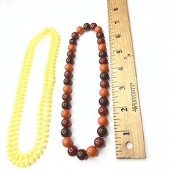 H3 Lot Yellow Orange Brown 70s Resin Acrylic Beaded Boho Hippie retro necklaces