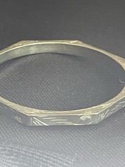 Vintage Sterling Octagon Bracelet IBB Signed Etched Safety Chain