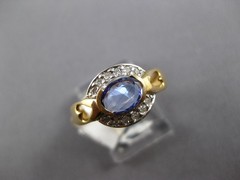 ESTATE .92CT DIAMOND & AAA TANZANITE 14KT YELLOW GOLD 3D OVAL & ROUND FUN RING