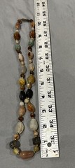 Vintage Semi Precious Stone Necklace Natural Polished Agate Jasper Barrel Clasp