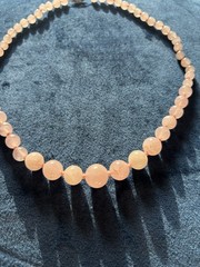 Beautiful Vintage Pink Rose Quartz Beaded Necklace Graduated Beads 18″ Unbranded