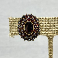 Vintage Bohemian Garnet Gold Tone Jewelry Lot Cross Pin Earrings Safety Chain