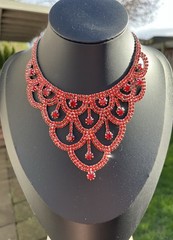 🔥Vintage Style Red Bib Necklace Earrings Set Not Signed (was $110.)